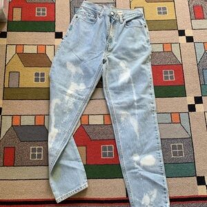 Straight Leg Bleach Splatter Light Wash Denim